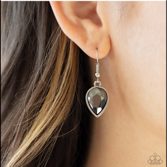 (3 for $12) Gunmetal Silver Teardrop Earrings - Picture 2 of 2